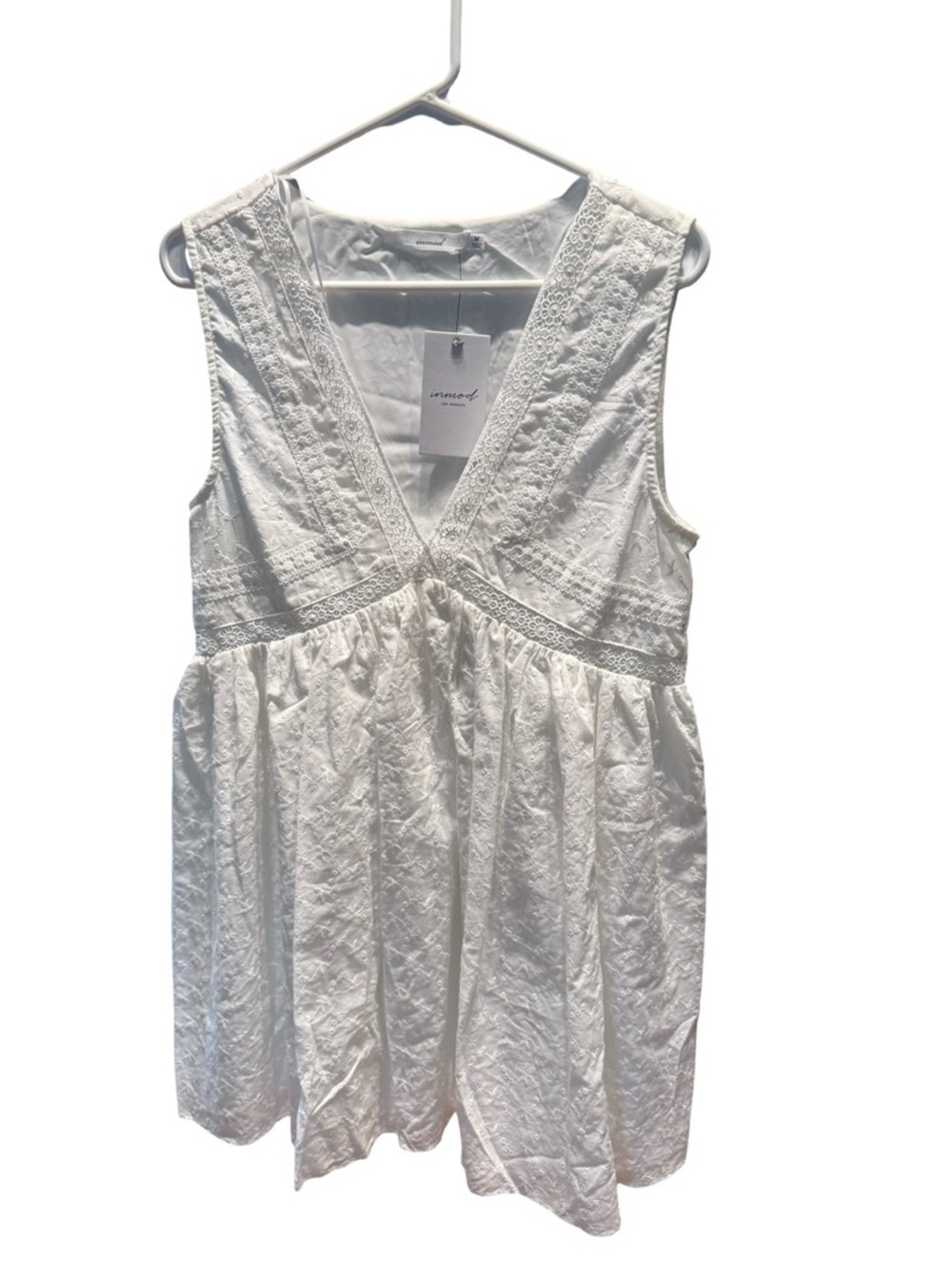 White Eyelet V-Neck Summer Dress